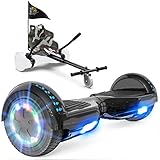 GeekMe Hoverboards mit Sitz, Elektroroller Hoverkart, Elektro Scooter Go-Kart mit Bluetooth-Lautsprecher LED-Leuchten, Geschenk für Kinder Jugendliche Erw