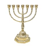 NKlaus Menora Messing Handarbeit Kerzenständer 23cm Menorah 10204