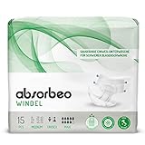 Absorbeo - Windel Maxi – Saugfähige Einweg-Unterwäsche für Schwerer Blasenschwäche, Unisex, Größe M (15 Stück pro Packung)