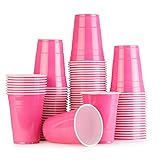 Pink Cups 100 Pack Rosa bechern - Beer Pong American Party tassen Original 500 ml - mehrere Farben - Student & Geburtstag | 16oz Große Plastik becher Trink Glas Einweg geschirr | Red Celeb