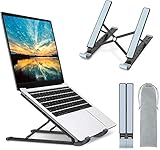 Babacom Laptop Ständer, 9-Stufe Aluminium Laptop Stand, Tragbar Höhenverstellbarer Belüfteter Notebook Ständer Kompatibel mit MacBook Pro Air, Lenovo, Dell, 10-15,6 ” Laptops Tablet, Schw