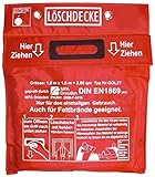 Brandengel Premium Löschdecke 1,60 x 1,80 m Geprüft MPA Dresden nach DIN EN 1869:2001, (auch für Fettbrände), Funkenschutz, roter Tasche Klettverschluß 2 Ösen weißem Hitzebeständigem Glasgeweb