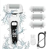 Elektrischer Hornhautentferner wiederaufladbar Fußfeile Professionelle Fußpflege, 2 Geschwindigkeiten, mit 3 Ersatzrollen, LCD Bildschirm und Batterie- Anzeige Hornhaut Entfernen for Füß