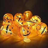 JUNGEN Kürbis LED Lichterkette Halloween Lichterketten Innen Kürbis Lampions Batteriebetriebene 1.5M 10LED Lampe für Halloween Weihnachts Party Indoor Festdek