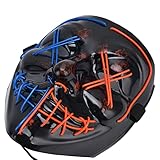 Cuque Halloween Leuchtmaske, 3 Lichtmodi Cosplay LED Purge Maske für für Männer für F