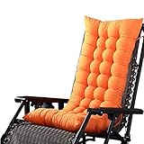 TCpick Hochlehner Dick Gepolsterte Sitzkissen,Garten Terrasse Schaukelstuhl Auflage,Atmungsaktiv Waschbar Krawattenriemen Faltbare Auflage Für Sonnenliege(Kein Stuhl)-Orange 48x125cm(19x49inch)