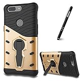 Hülle für OnePlus 5T,Slynmax Um 360 Grad Outdoor Dual Armor Case Stoßfestes Etui Gold Handy Schutzhülle Shockproof robuste Hülle TPU Hard Case Schutzhülle Schale Handyhülle für OnePlus 5T