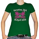 Shirtfun24 Damen JGA Junggesellinnenabschied Wappen Wunschname Datum Ring Herz T-Shirt, Kelly (Grün), XXL