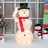 Beste Weihnachten LED Deko Funkeln Schneemann Figur Beleuchtet mit Schal Hut Warm Weiß Eisen Rahmen Woollen für Innen Außen Geschenk (Color : 100cm)