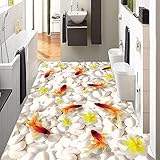 Benutzerdefinierte 3D Boden Wandbild Tapete Schwimmen Goldfisch Pvc Selbstklebende Wohnzimmer Badezimmer 3D Bodenbelag -150X105Cm3D-Stereo-Bodenbelag-Badezimmer-Aufkleb