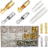 Rundsteckverbinder Motorrad Doppelt, 400PCS 3,9mm Messing Bullet Terminals Bullet Connector mit Isolationsabdeckung, Bullet Stecker Rundstecker kfz Rundsteckhülsen Motorrad elektrik Crimp T