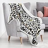 Catalonia Classy Sherpa Decke Kuscheldecken, Extra Dicke Warm Sofadecke Couchdecke in zweiseitig, Super Flausch Fleecedecke als Sofaüberwurf oder Wohnzimmerdecke 150x130cm, Helles Gepard-M