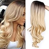 Mildiso Perücke Braune Damen Ombre Lang Gewellt Gelockt Locken Blond Natürlich/Für Frauen Wig Kostümparty Halloween Karneval 026C