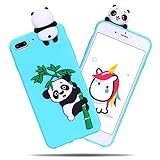 Anfire iPhone 7 Plus Hüllen, iPhone 8 Plus Hülle Silikon Etui, Karikatur Panda Handyhülle Soft TPU Bumper Case Cover für Apple iPhone 7 Plus / 8 Plus, Himmelb