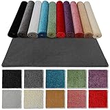 Badematte Carousel | Weicher & dichter Hochflor | Badezimmerteppich | Extra flauschig | Rutschsichere Rückseite | 10 Farben & viele Größen (80 x 150 cm, Anthrazit)