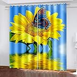 YTSDBB Blickdicht Gardinen für Schlafzimmer Schmetterling Blume Reflexion B 150 x H 166 cm 3D Digitaldruck Druckmuster Öse thermisch isoliert 90% für Schlafzimmer Wohnzimmer ​Kinderzimmer Junge mit M