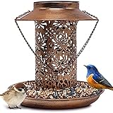 Aiglen Solarbetriebener Vogelfutterautomat Vintage Hängender Wildvogel Outdoor Feeder Wasserdichtes Solar LED Licht G