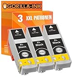 Gorilla-Ink 3 Patronen kompatibel mit Epson T2621 26XL Black | Geeignet für Expression Premium XP 510 520 600 605 610 615 620 625 700 710 720 800 810