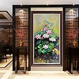 5D DIY Diamant Malerei Kits Lotus Full Bohrer Crystal Strass Erwachsen Kreuzstich Stickerei Diamond Painting Mosaik Bilder Schlafzimmer Home Wall Dekoration Handwerk Round Drill 50x100cm DA5916