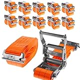 INDUSTRIE PLANET 10 x 2000kg daN 5m 2t Spanngurte für Ankerschiene mit Ratsche Anker Kombi Schiene zweiteilig orange Ratschengurt Zurrschiene 50mm Lang