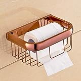 Toilettenpapierhalter Retro Kreative Multifunktions Rose Gold Papierhalter Rollenpapierkorb Wandhalterung