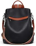 BOSTANTEN Damen Rucksack Leder Anti Diebstahl Reiserucksack 2 in 1 Schultertasche Groß Braun+Schw