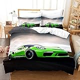 Bedding Mikrofaser Bettwäsche Grun 3D Druck Modern Autos,Modern Sport Car 135x200(50x75)