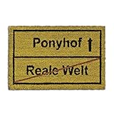 Relaxdays Fußmatte Kokos Motiv PONYHOF 40 x 60 cm Kokosmatte mit rutschfester PVC Unterlage Fußabtreter aus Kokosfaser als Schmutzfangmatte und Sauberlaufmatte Fußabstreifer für Außen und Innen, b