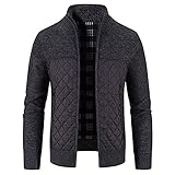 Herren Strickjacke Winter Strickpullover mit Reißverschluss Stehkragen Langarm Bequem Herren Winterjacke Warm Baumwolle Cardigan Mantel Outdoor Jacke Sportjacke Atmungsaktiv Freizeitjacke Outw