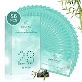 Teeth White Stripes, Kastiny 56PCS Bleaching Stripes mit Aktivkohle, Zahnaufhellung Strips für Weiße Zähne Zahnweiß, Entfernen Sie Hartnäckige Zahnflecken Effek