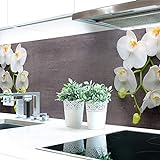 Küchenrückwand Orchideen Zweig Premium Hart-PVC 0,4 mm selbstklebend - Direkt auf die Fliesen, Größe:60 x 51