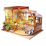 JDJFDKSFH 3D Puzzle Puppenhaus DIY Puppenhaus Miniatur Holzmöbel 1:24 Maßstab Creative Crafts Dekoration Zimmer Montieren Spielhaus Best Birthday Geschenk für Freunde und Verw