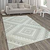 Paco Home In- & Outdoor-Teppich, Flachgewebe Mit Hochflor-Absetzung, Ethno-Design In Beige, Grösse:160x230