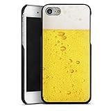 Cover kompatibel mit Apple iPhone 7 Lederhülle schwarz Leder Case Leder Handyhülle Bier Beer Desig