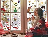 ANHUIB 60 Stück Weihnachts Aufkleber,Weihnachten Fensterdeko,Bunt Weihnacht Fenster Aufkleber,Weihnachten Schaufenster Deko,Weihnachtsmann Aufkleber,Weihnachten Sticker für Wohnzimmer Tür Dek