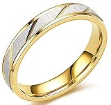 AmDxD Eheringe, Köper Muster Verlobungsring Edelstahl für Valentinstagsgeschenk, Poliert und Matt, Gold, Gr.54 (17.2), 1 Pc, Schmuck