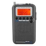 ciciglow Flugzeugband-Radio-Empfänger, LCD-Display, vier Suchmodi, eingebauter 700 mAh Akku, 50 Radiosender, UKW, tragbar, Vollband-Radio-Recorder (schwarz)