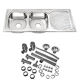 Melko Edelstahlspüle 2 Becken Küchenspüle Waschbecken Spülbecken Doppelspüle mit Abtrop