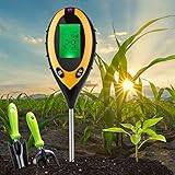 Einfeben 4 in 1 Bodentester, Feuchtigkeitsmesser Pflanzen, PH Wert Messgerät Boden mit LCD Anzeige, Feuchtigkeitsmessgerät Pflanzen für Garten, Bauernhof, R