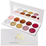 Lidschatten Palette Glitzer Und Matte, Valuemakers Eyeshadow Palette Red Rose Gold Silber Brown Warm 10 Colors,Hochpigmentierte Lange Andauernd Glitter Cream Groß Palette Lidschatten Make-up S