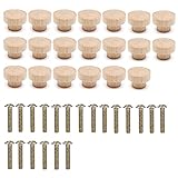 opamoo Holz Schubladengriff , 20pcs Möbelknöpfe Holzfarbe Natur Möbelknauf Holzknöpfe Möbelgriffe Schrankknöpfe Home Accessory mit Schrauben für Schrank Schublade Schuhkasten Schranktür ,30 mm D