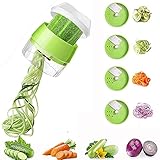 Spiralschneider, Hand Gemüseschneider 4-in-1 Gemüse-Spiralschneider, Zucchini, Spaghetti, Veggie, Pasta Maker für kohlenhydratarme Paleo, glutenfreie M
