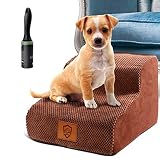 Haustiertreppe 2 Stufen, Hundetreppe für Kleine Hunde, Katzentreppe für Sofa Bett ,Hunderampe aus Schwamm für Kleine Hunde Teddy Welpe Katzen-Senden 1 F