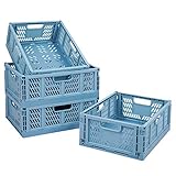 4 Stücke Faltbar Plastik Lagerkisten Stabil,Plastik Klappkorb,Faltbare Aufbewahrungskorb,Korb Plastik,Stapelbare Transport boxen,Faltkiste aus Kunststoff für Küche,Schlafzimmer,Office(34 * 26 * 13 cm)