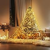 Koicaxy Christbaumbeleuchtung mit Ring 16 Stränge 400 LEDs Weihnachtsbeleuchtung Weihnachten Lichternetz für 180CM-250CM Innen & Außen Christbaum Deko Warmweiß