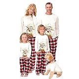 Weihnachtliches Pyjama-Set für die ganze Familie, Nachtwäsche, für Erwachsene, Damen, Kinder, Nachtwäsche, Weihnachtspyjama, Party-Nachtwäsche, White Dog-c, XXL