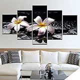 5 Teilig Leinwand Wanddeko Poster Home Decor Möbel Art Decor modern Wandbilder Wohnzimmer Dekoration Weiße Seerose Blume Modular Canvas Poster Hd Drucke Mit H