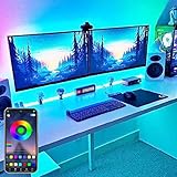 LED-Streifenlichter TV-Hintergrundbeleuchtung PC Spiegel mit Fernbedienung und APP-Steuerung RGB DIY Farben TV LED Musiksynchronisierung Voreingenommene Beleuchtung USB-betrieben Spielzimmer (Size:2m)