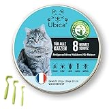 Ubica® Zeckenhalsband für Katzen - Flohhalsband Katze - Zeckenschutz - Flohmittel Katzen - Formel mit ätherischen Ölen (Zitronengras) - Gefahrlos und 100% WASSERDICHT 3 Zeckenklammern G