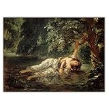 Eugene Delacroix Leinwand Wandkunst Malerei Reproduktionen(Der Tod von Ophelia).Wandkunst für Wohnzimmer Dekor Gemälde 70x100cm(28'x40') R